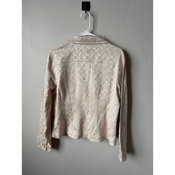 Christine Alexander Cream Denim Jacket Embellished Swarovski Crystal Rhinestones - Picture 6 of 7